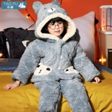 Детская демисезонная утепленная коралловая пижама, бархатный стеганый фланелевый комплект