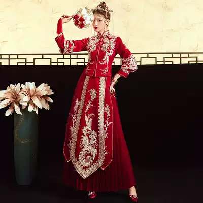 Xiuhe uniform bride 2020 new tremolo with wedding toast Chinese style dress phoenix crown xiaixiu kimono female