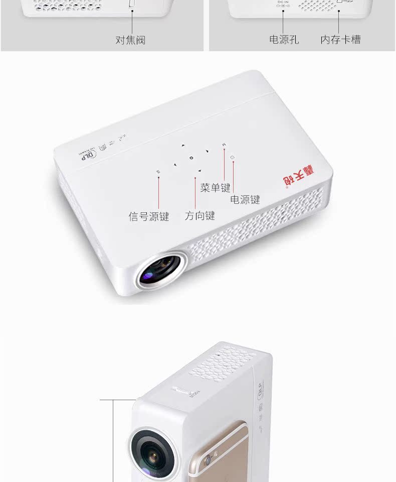 Thunderbolt DLP800 máy chiếu nhỏ mini Văn phòng không dây wifi HD 1080P micro 3D rạp hát tại nhà Máy chiếu di động Không có TV màn hình
