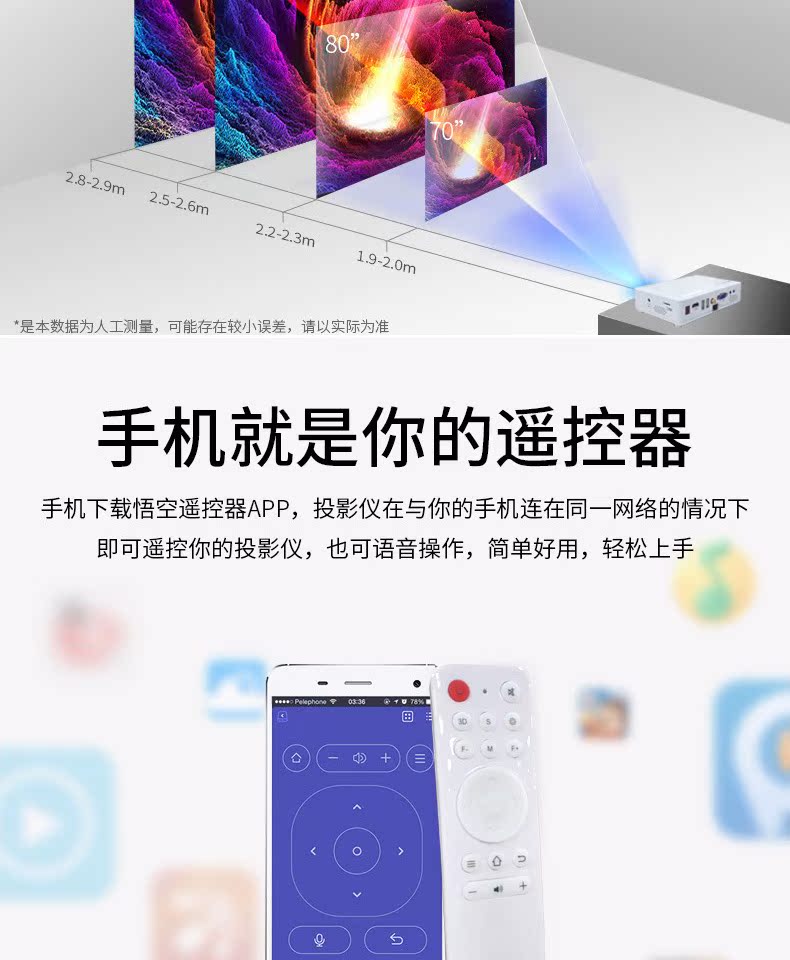 Thunderbolt DLP800 máy chiếu nhỏ mini Văn phòng không dây wifi HD 1080P micro 3D rạp hát tại nhà Máy chiếu di động Không có TV màn hình