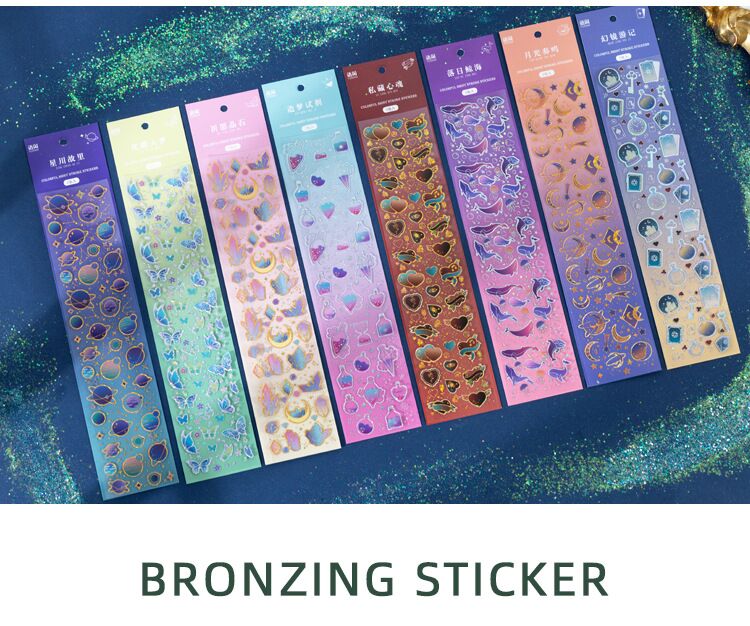 Language idle PET bronzed bronzed silver sticker romanticism series sparkling hand account material decorations with 2 pieces of entry 8