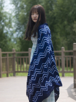 Original design tie-dyed blue dye scarf shawl non-heritage traditional fabric dark blue cotton plant dyeing background cloth