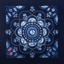 Yunnan characteristic tie-dyed tablecloth Dali Bai handicraft blue dyed wall hanging Chinese National Style gift background Lotus