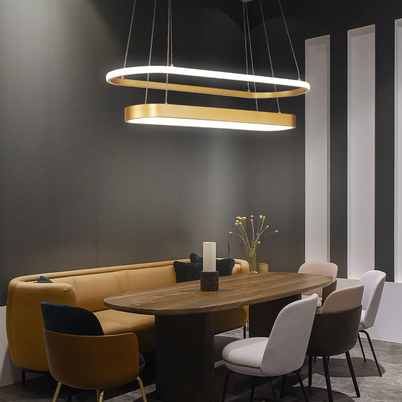 Rectangular chandeliers light and luxurious rear modern dining room Lights office bar Clothing Store Milk Tea Shop Bar LED Lamp