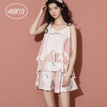 Modal cotton pajamas womens summer suspenders thin sleeveless vest shorts Japanese cute home clothes two-piece set
