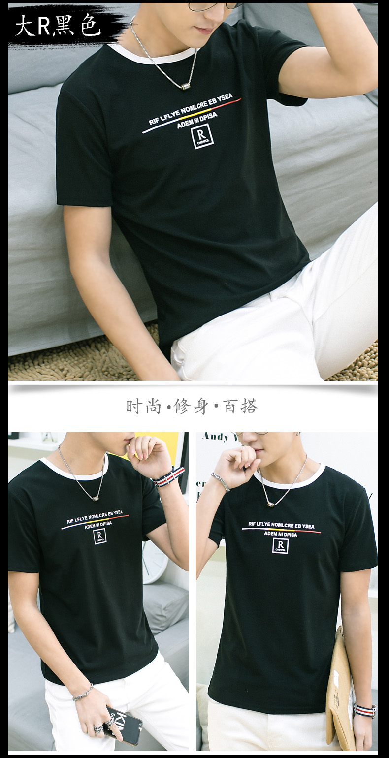 Mùa hè Nam Vòng Cổ In Ngắn Tay Áo T-Shirt Nam Hàn Quốc Nửa Tay Áo Kích Thước Lớn Teen Vài Sinh Viên Quần Áo