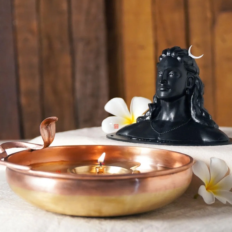 [in Stock] Isha Di Analinga Copper Oil Lamp Snake-Shaped Linga Jyoti Energy Copper Oil Lamp with Wick Included