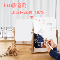 Wooden dressing mirror Office desktop desktop makeup mirror ins wind simple beauty mirror Student dormitory small mirror