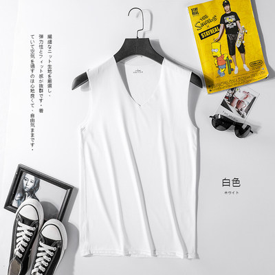 Summer Seamless Quick-Drying Sports Ice Silk V-Neck Wide-Shoulder Seamless Vest for Men, Slim-Fit Youth Sleeveless T-Shirt Vest Base Layer