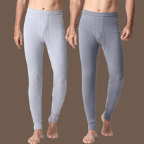 Mens autumn trousers single piece thin warm trousers line trousers cotton trousers mid-waist slim fit middle-aged and elderly autumn and winter leggings