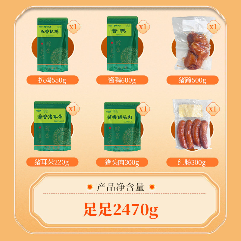 New Year's Festival Cooked Food Gift Box, Inner Mongolia Specialty Pork Trotters, Red Sausage, Braised Meat Gift Pack, Vacuum-Packed Ready-To-Eat, Gift-Giving, Group Purchase