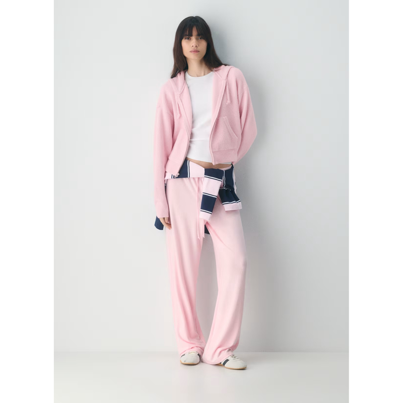 Aritzia Cloud Yarn Knitted Hooded Cardigan Women's Spring & Fall Zipper Sweatshirt Loose Soft Sweater Jacket