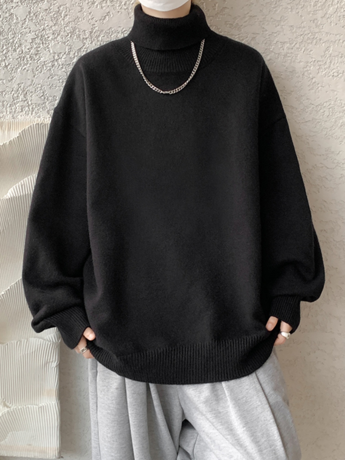 Maglione a collo alto convertibile Cleanfit per uomo, autunno e inverno, marchio alla moda, taglie forti, strato di base versatile_voghion.com