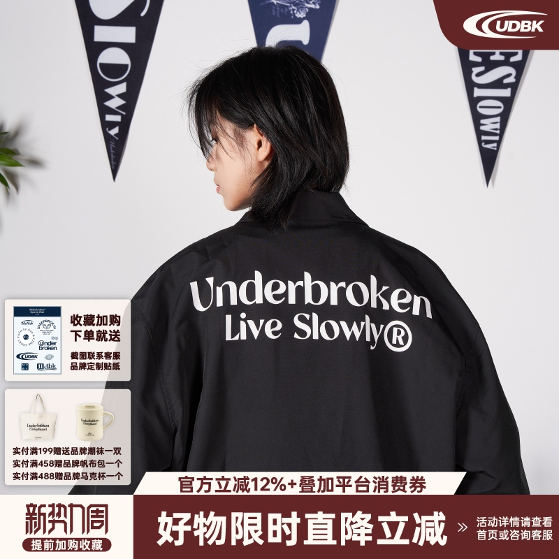 【 50% off Clearance Price Udbk American Retro Theme Slogan Coach Jacket Water-Repellent Windbreaker Couple's Coat