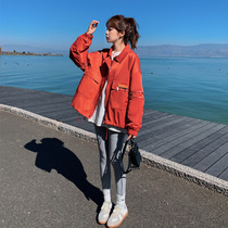 Red coat women short loose short casual 2021 New Spring small man 150cm spring and autumn Joker jacket