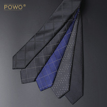 POWO tie arrow type dress business 5CM narrow leisure Plaid Korean trend professional men groom marriage