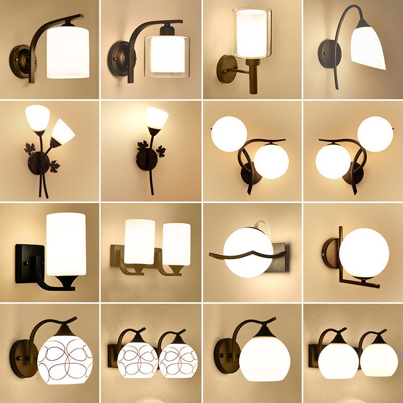 American bed lamp Bedroom Nordic living room background wall lamp Wall lamp Simple modern bar stairway lamp