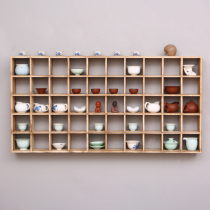  Jianzhan teacup rack Small purple sand pot rack Solid wood multi-treasure pavilion Chinese Bogu rack Tea set storage display rack 50 grids