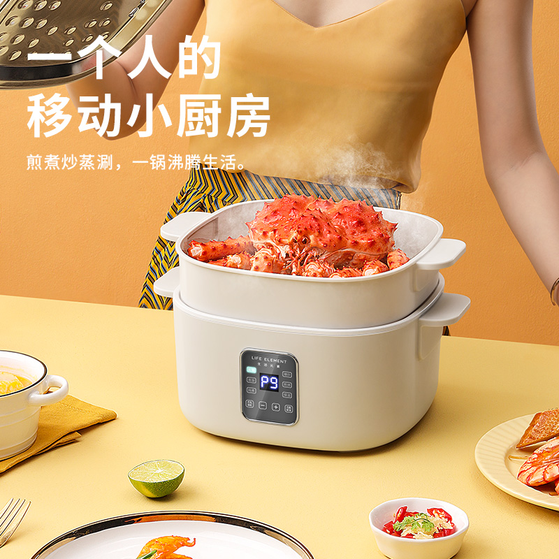 Living Elements Quick cooking pot Home Dormitory Intelligent Multifunction Mini Small Power electric frying Electric Hot Pot