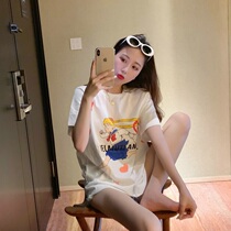 Net Red Minus Age Blouse Beauty Less Female Warrior Pattern Water Ice Moon White Short Sleeve T-Shirt Woman 2022 New Ins Chaoxia