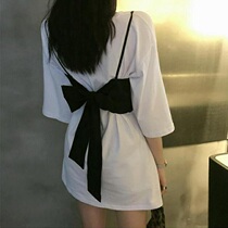 Small crowddesign sense dummy two ins short sleeve t-shirt female loose Korean version bf Lazy Wind Scoreless Machine Mschf Blouse