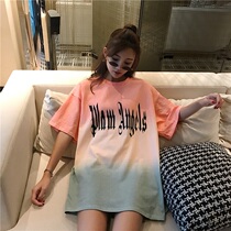 t-shirt woman 2020 new summer easy letters gradient color net red ins tide blouses women pure cotton short sleeve compassionate