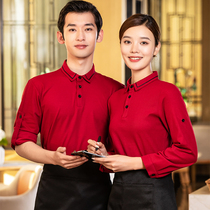 Autumn long sleeve overalls T-shirt custom group activities Polo advertising shirt waiter catering supermarket overalls T-shirt