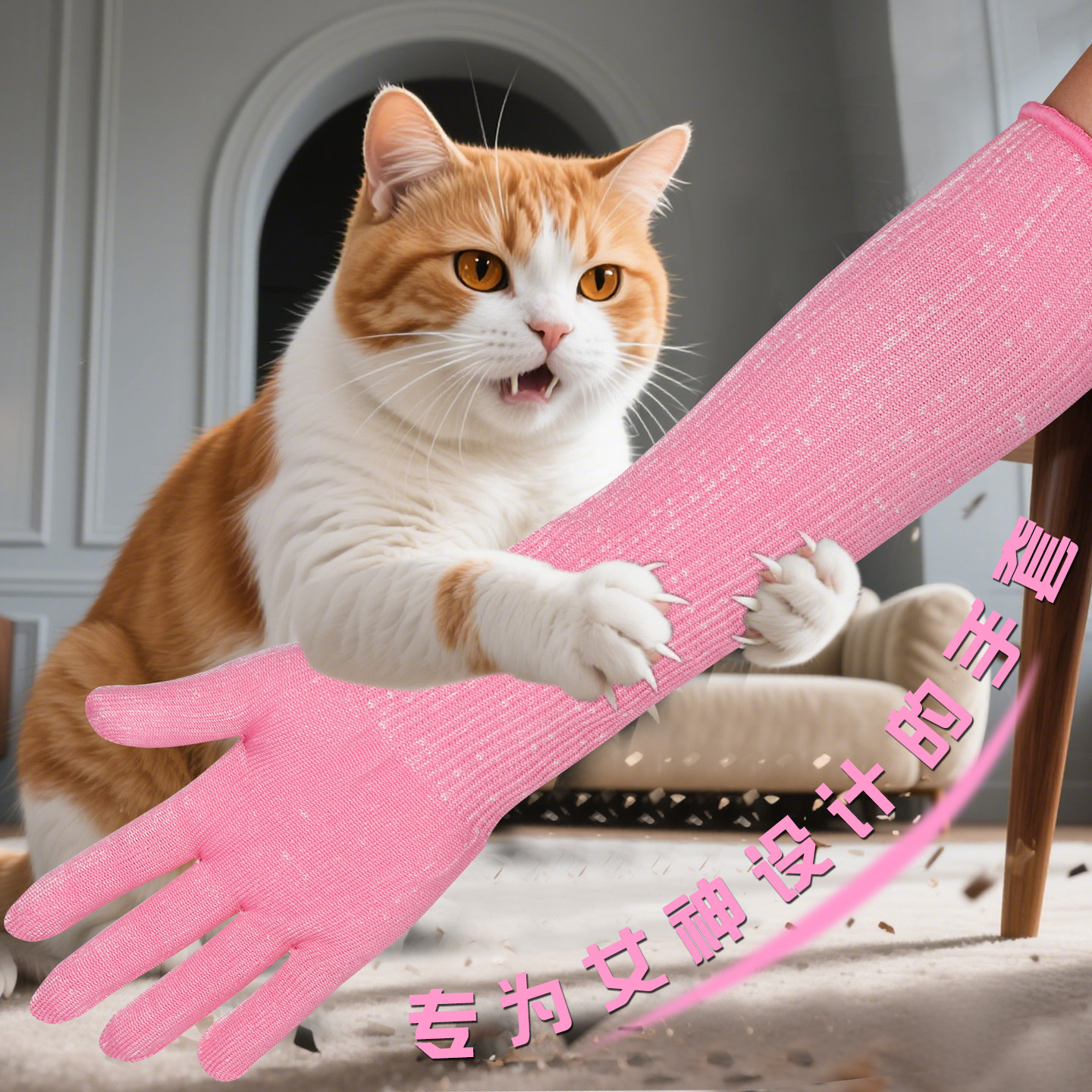 宠物猫防咬手套猫咪剪指甲撸猫防猫抓手套加长耐撕咬撸狗鹦鹉仓鼠