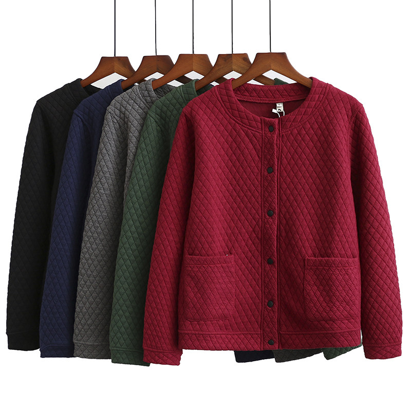 Mid-age women's dress big size Mom spring clothing Plaid Cotton Jacket Woman Mid-Year Fat Mom Light Little Cotton Jersey Gats