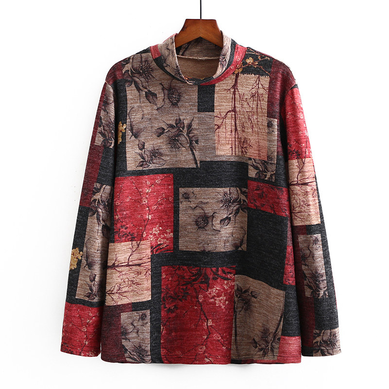 Middle aged women's clothing plus fat increase Mom's spring clothing cover tummy blouses Long sleeves middle-aged women's women's undershirt spring and autumn