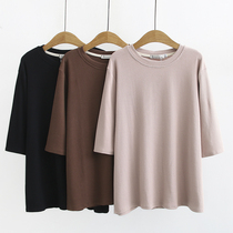 Mother wears spring and autumn shirt plus fat increase female belly base shirt middle-aged Foreign-aged jacket loose fat mother thin
