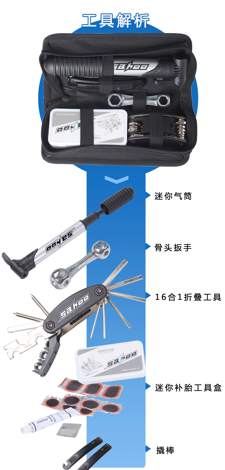 Kit de réparation vélo SAHOO - Ref 2315114 Image 10