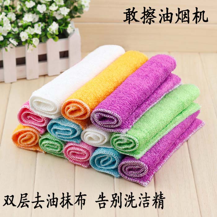 Home Kitchen Bamboo Fiber Dishwashing not stained with oil and degreaser to rub housework cleaning dishcloth without dropping hair