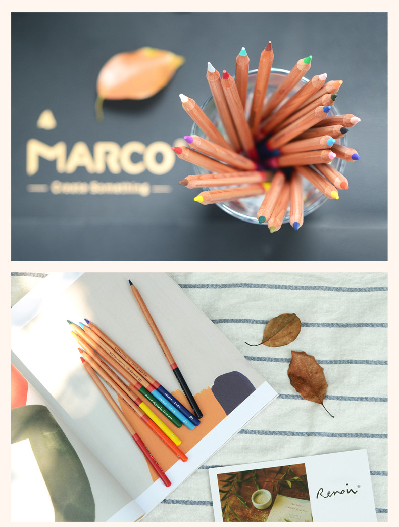 Marco color lead 120 color Marco Renoir 3100 professional oily 72 color 24 / 36 / 48 color mark water-soluble art student special painting children's hand-painted color pencil set