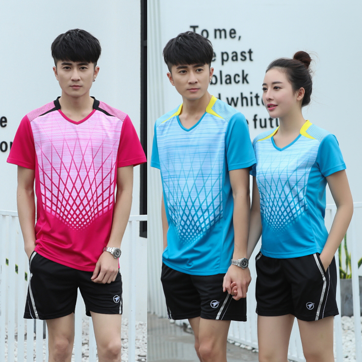 Men's and women's table tennis suits Suits Short Sleeve Round Collar Summer Badminton Sportswear Speed Dry Group Purchase Customised
