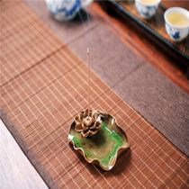 Ceramic creative line incense burner coarse pottery pinched lotus incense seat incense plate