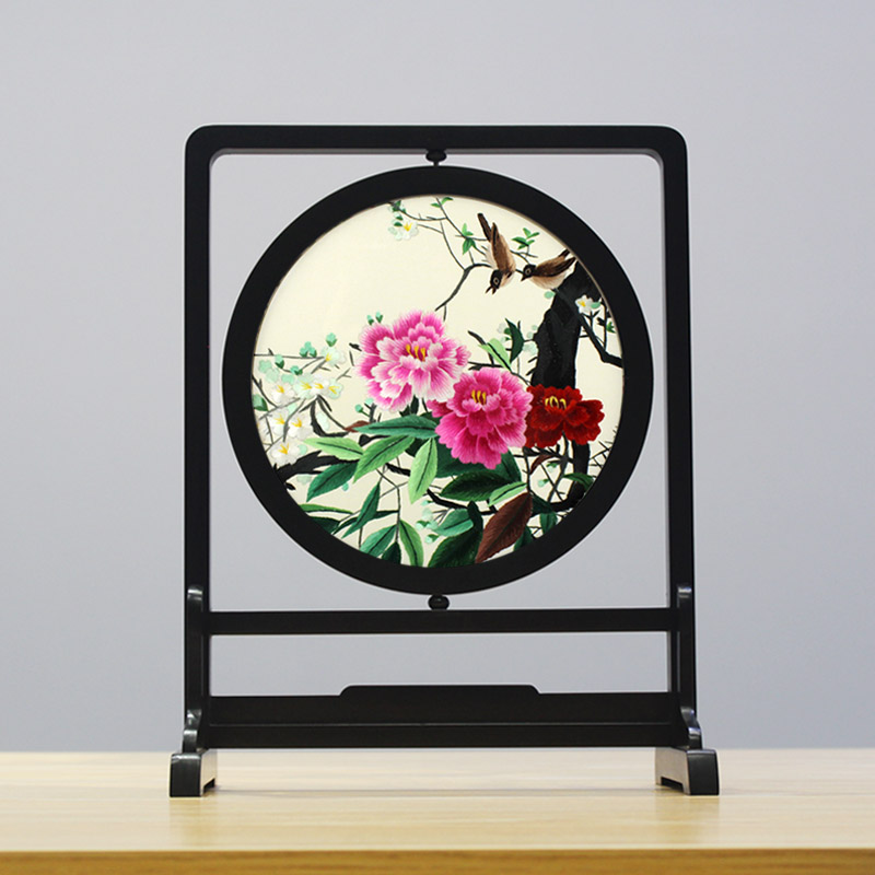 Suembroidered double-sided embroidered Suzhou embroidery table screen swing piece Living room Home Decorative Handmade China Wind Neoclassical gift