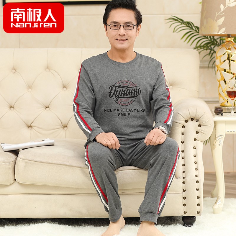 Có thể mặc mùa thu và mùa đông mens đồ ngủ chất béo cotton dài tay tăng mã của cha già mùa xuân giải trí bông và mùa thu