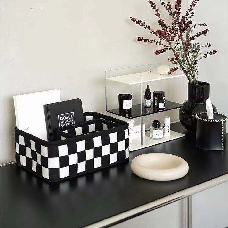 Desktop Storage Box with Drawers, Large Capacity, Stylish Storage Basket, Dopamine-Inspired Minimalist Flip-Top Design, Six-Compartment Style