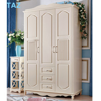 Solid wood multi-layer board Two-door wardrobe with drawer Three-door wardrobe wardrobe Four-door wardrobe sliding door wardrobe push door white