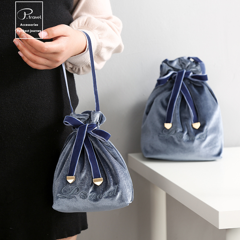 Velvet Sloth MAKEUP BAG NORDIC WIND LIGHT LAVISH TRAVEL PORTABLE TRAVEL FOR A BUSINESS TRIP COSMETIC DRAWING ROPE BUNS MOUTH CASHIER BAG-TAOBAO