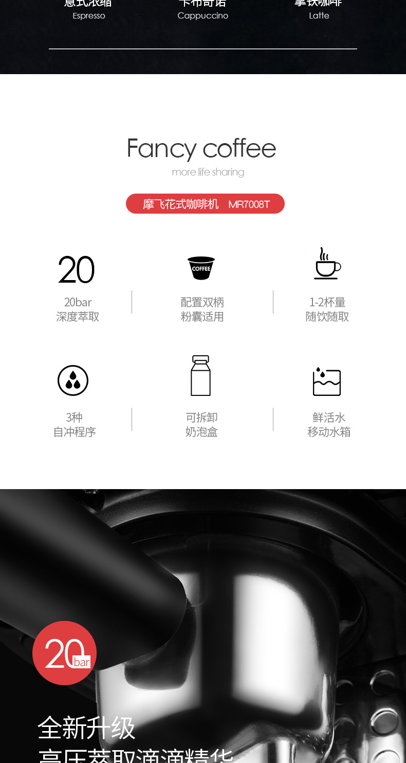máy pha cafe elmich MORPHY RICHARDS 摩 飞 MR7008-T máy pha cà phê bán tự động tại nhà để tạo bọt - Máy pha cà phê máy xay cà phê mini 600n