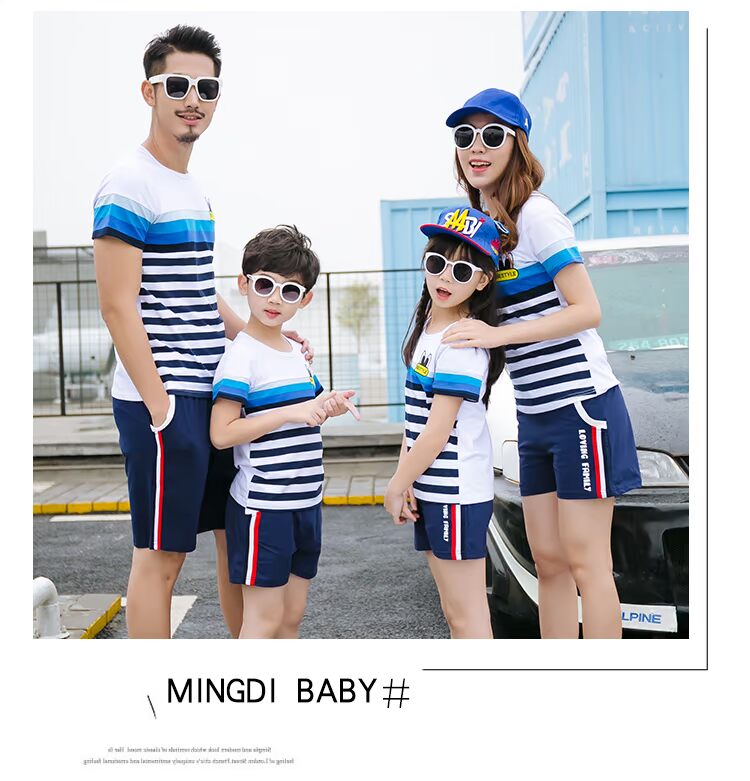 Quần lưới đỏ cha mẹ mặc con và mẹ 2018 toàn gia đình gia đình mới thủy triều ba áo thun ngắn tay mẫu giáo - Trang phục dành cho cha mẹ và con áo gia đình ngộ nghĩnh
