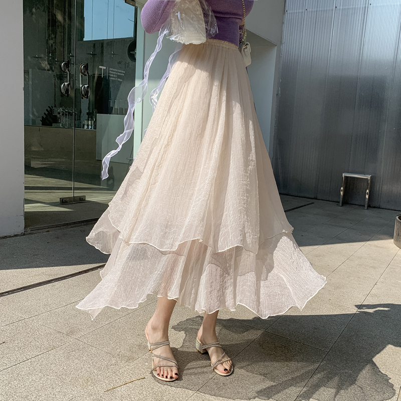 Black Wears Half - Body Dress Summer 2023 New medium - long high waist A - word irregular fairy dress