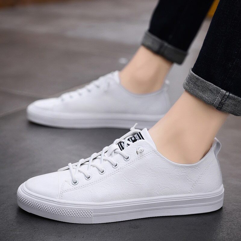Student white shoes non-slip tide shoes Korean youth soft sole shoes daily casual shoes soft leather casual shoes men's shoes