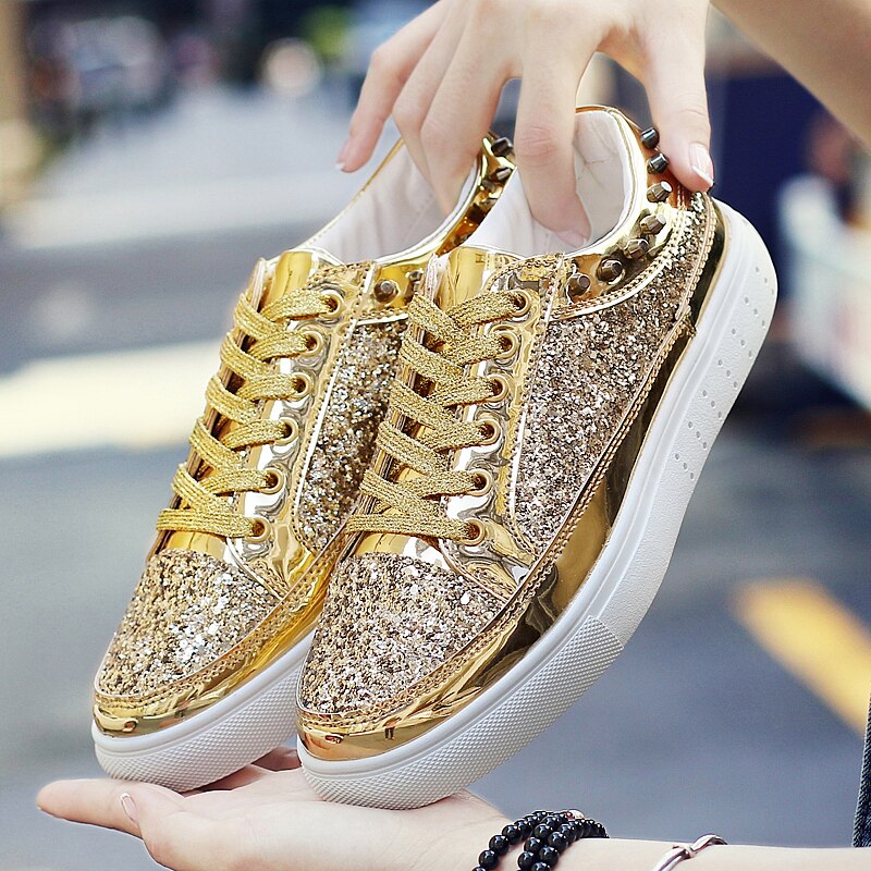 Summer couple high shoes men's Korean version tide shoes personality rivet punk casual shoes gold plate shoes men's shoes trend