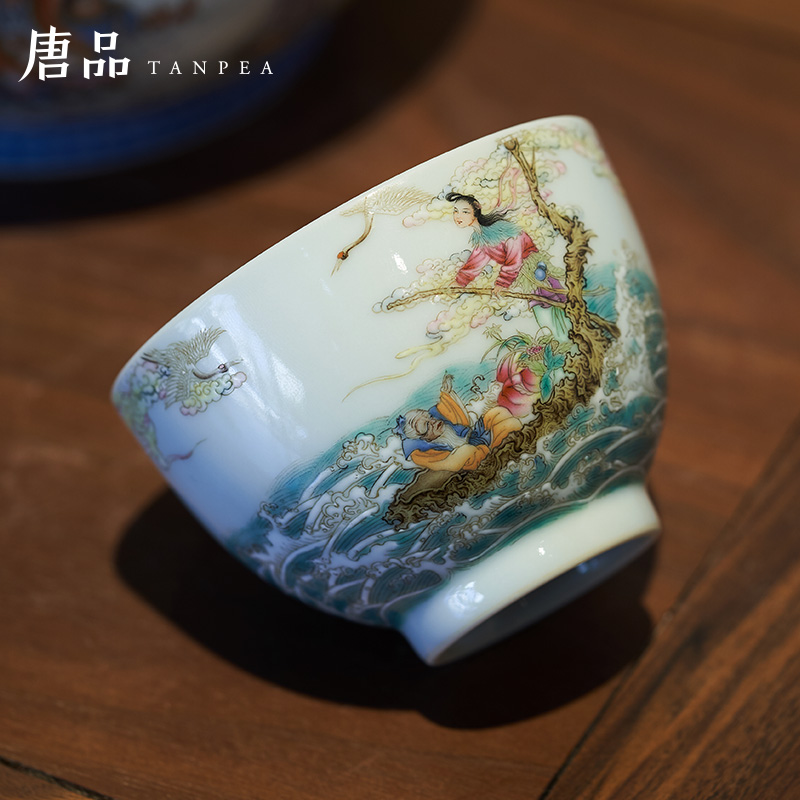 Pastel offer longevity figure sample tea cup cup personal Lord kung fu celebration gifts jingdezhen all checking ceramic heart single CPU