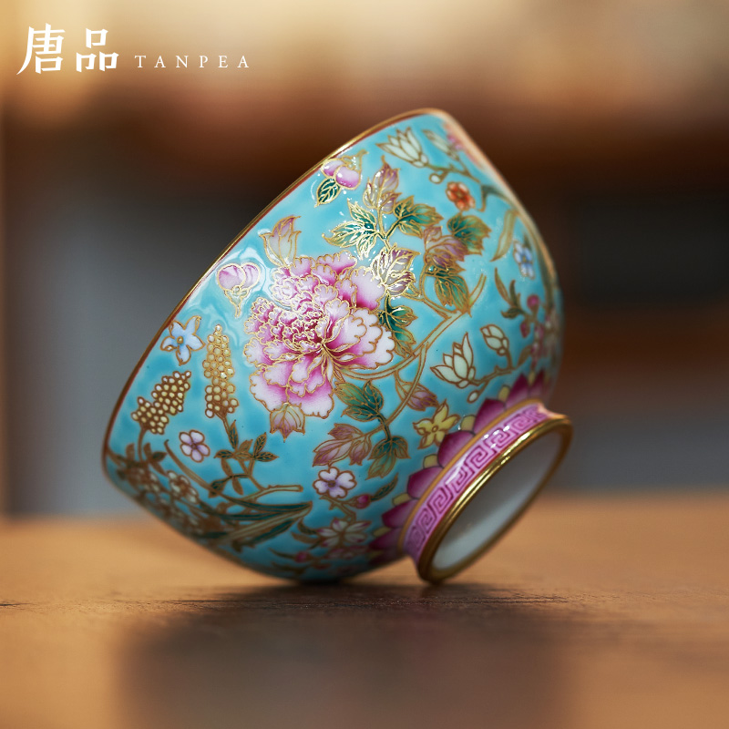 Tang Pin colored enamel xi shi pot of kung fu tea masters cup manually fold branch m letters flower teapot jingdezhen ceramics