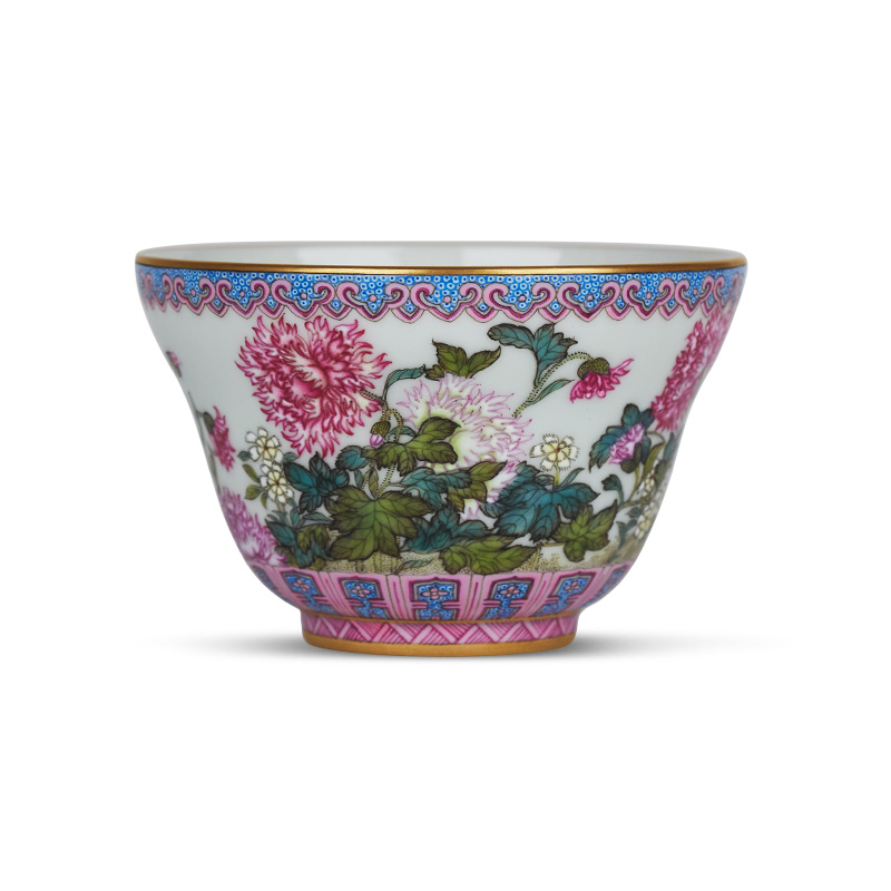 Tang Pin enamel enamel poppy count cup manually ruyi flowers large cups of jingdezhen ceramic masters cup