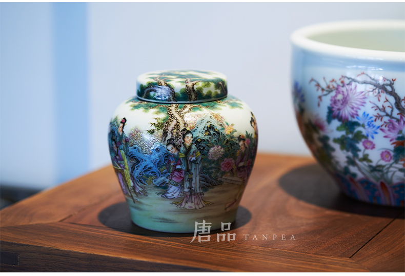 Pastel characters caddy fixings hand draw a dream of red mansions twelve gold hair pin day word can meditate on the collection of jingdezhen ceramic furnishing articles